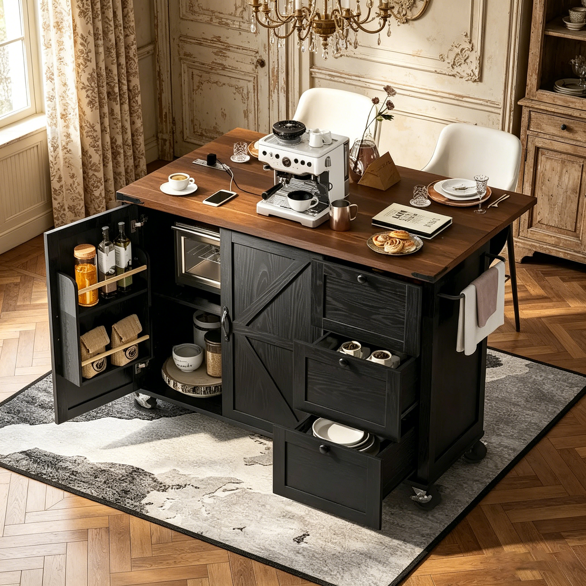 Îlot de cuisine de style campagnard