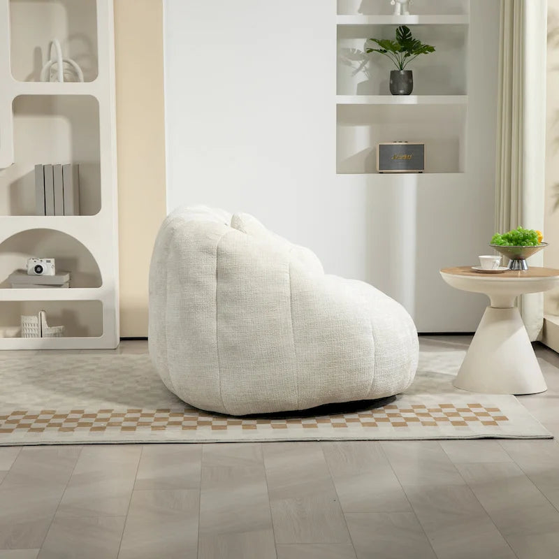 Fauteuil de salon en chenille blanc 63,78 cm avec rembourrage en mousse haute densité
