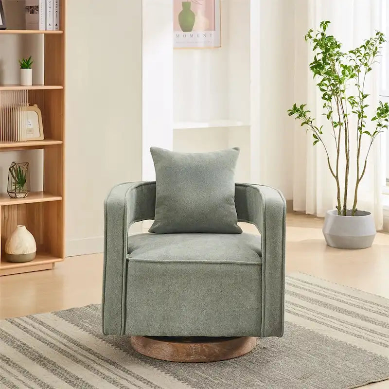 Fauteuil pivotant avec piètement en bois vieilli