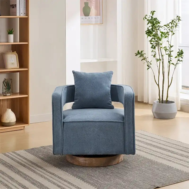 Fauteuil pivotant avec piètement en bois vieilli