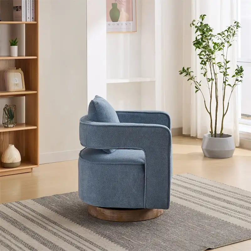 Fauteuil pivotant avec piètement en bois vieilli