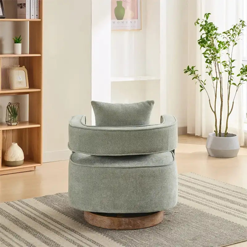 Fauteuil pivotant avec piètement en bois vieilli