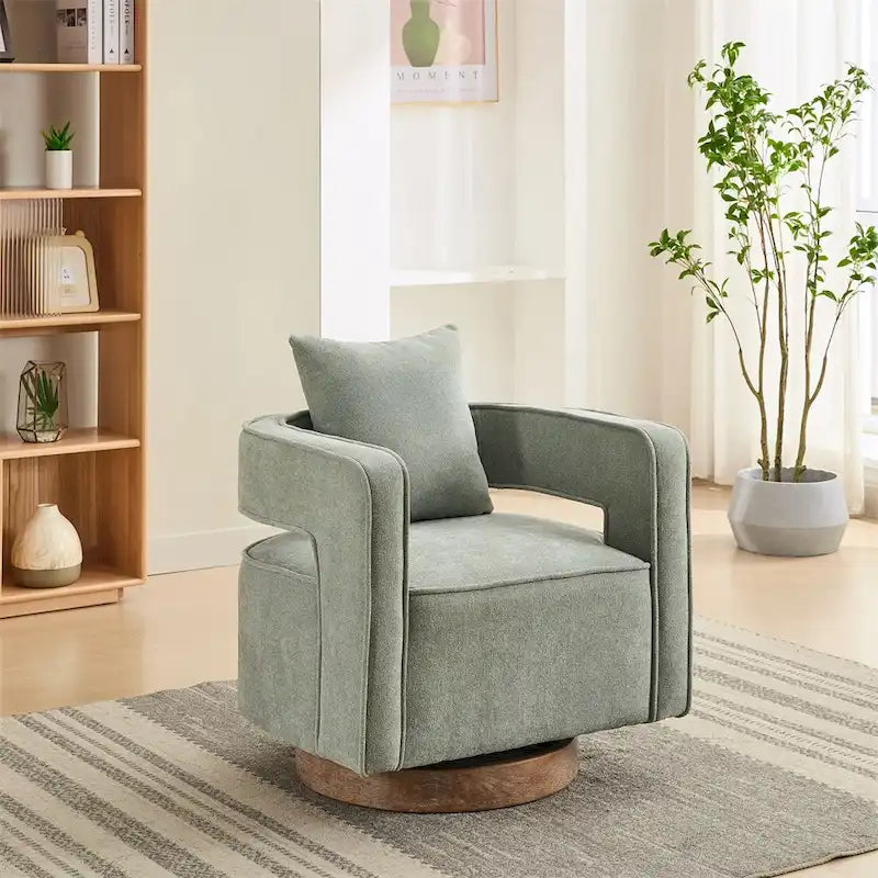 Fauteuil pivotant avec piètement en bois vieilli