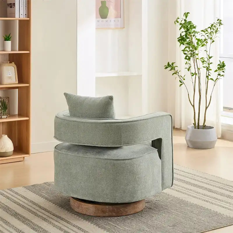 Fauteuil pivotant avec piètement en bois vieilli