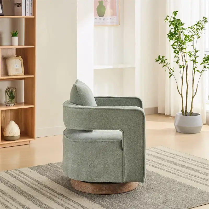 Fauteuil pivotant avec piètement en bois vieilli