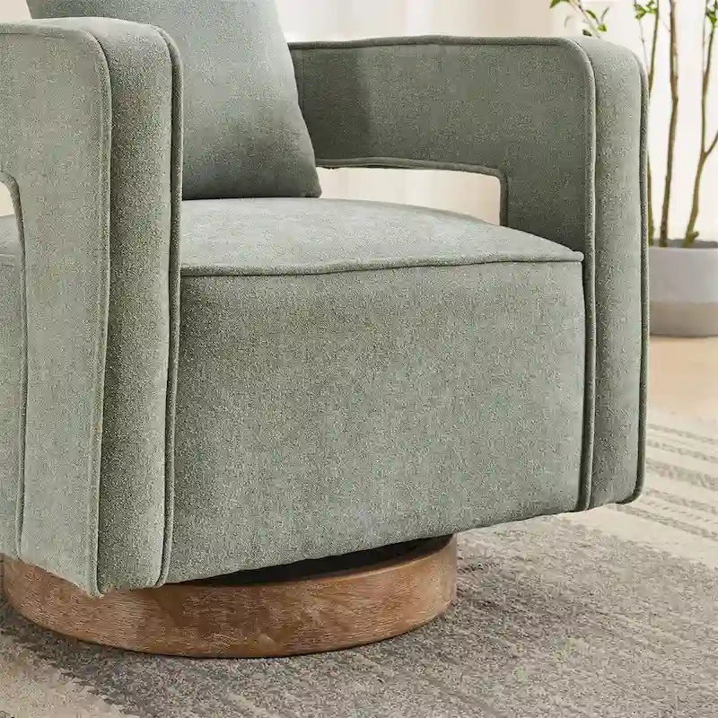 Fauteuil pivotant avec piètement en bois vieilli