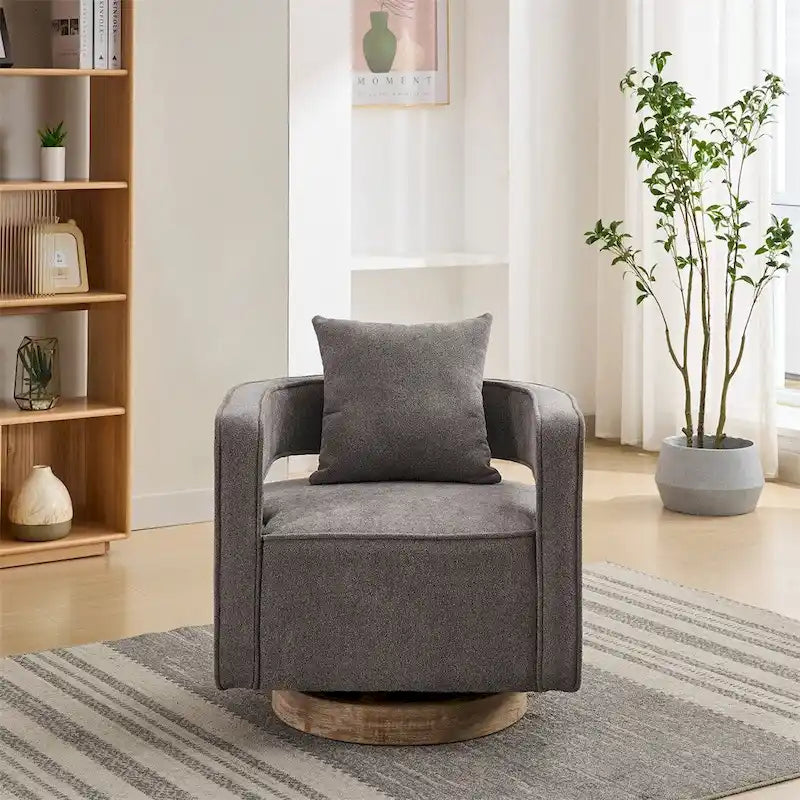 Fauteuil pivotant avec piètement en bois vieilli