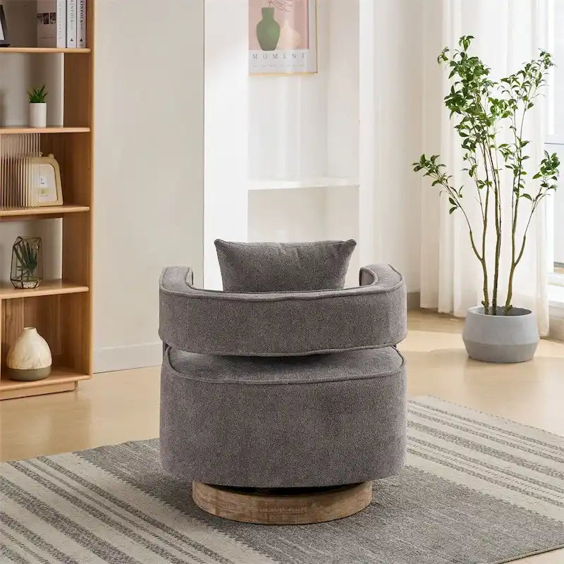 Fauteuil pivotant avec piètement en bois vieilli