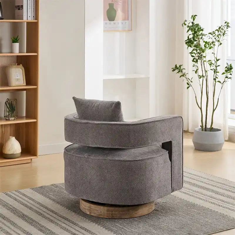 Fauteuil pivotant avec piètement en bois vieilli