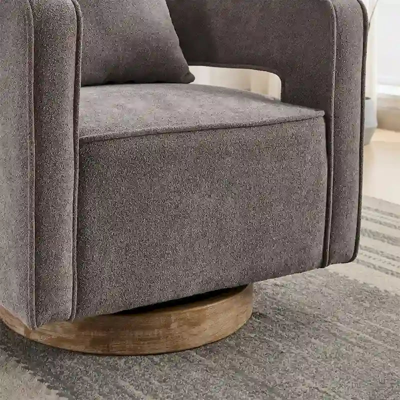 Fauteuil pivotant avec piètement en bois vieilli