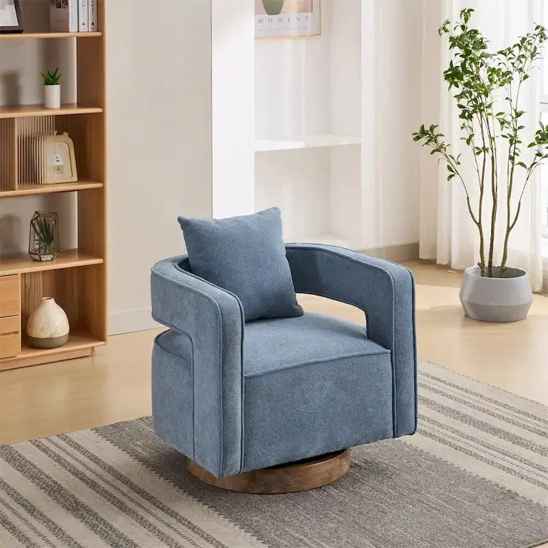 Fauteuil pivotant avec piètement en bois vieilli