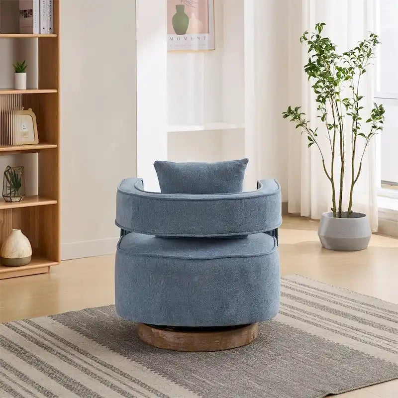Fauteuil pivotant avec piètement en bois vieilli