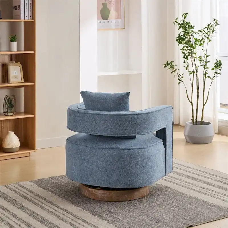 Fauteuil pivotant avec piètement en bois vieilli