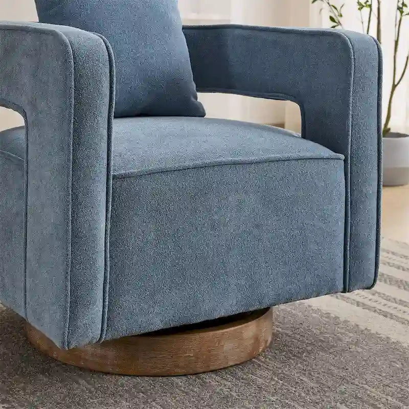 Fauteuil pivotant avec piètement en bois vieilli