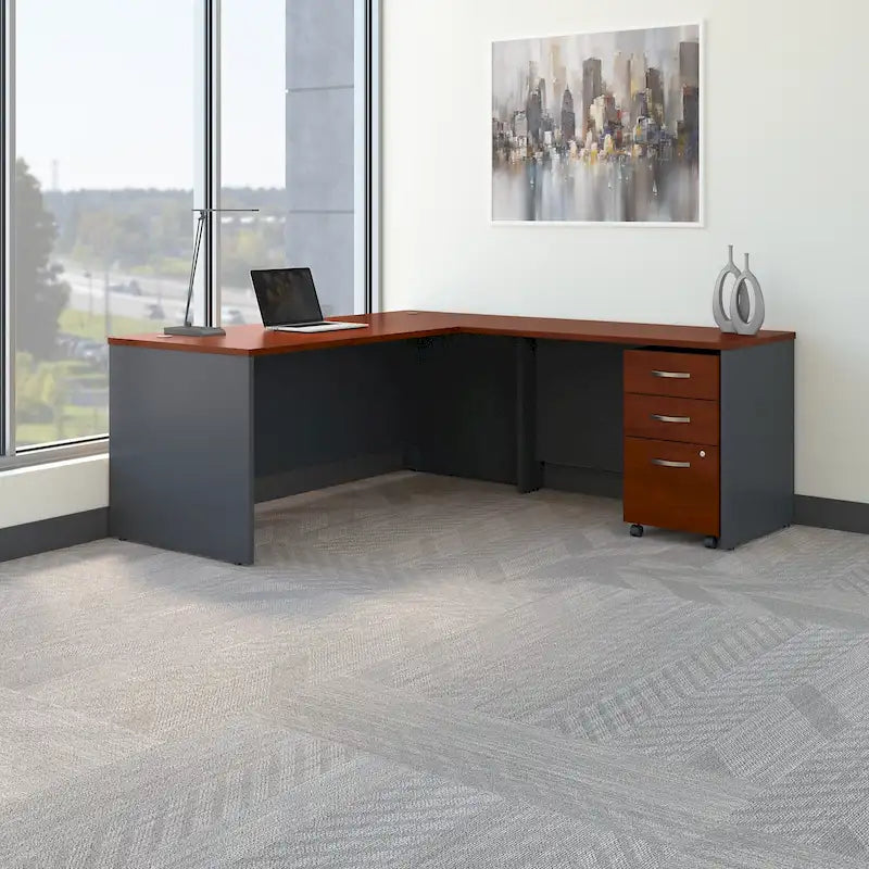 Bureau d'angle en L de 183 cm avec tiroirs