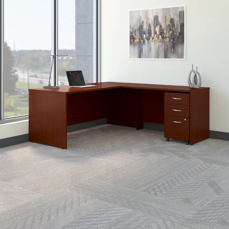 Bureau d'angle en L de 183 cm avec tiroirs