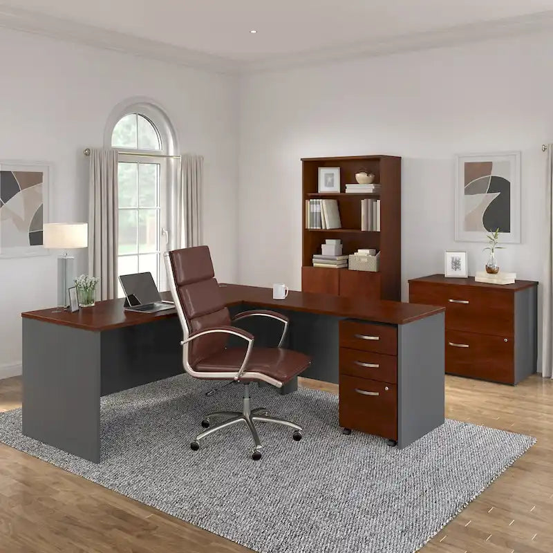 Bureau d'angle en L de 183 cm avec tiroirs