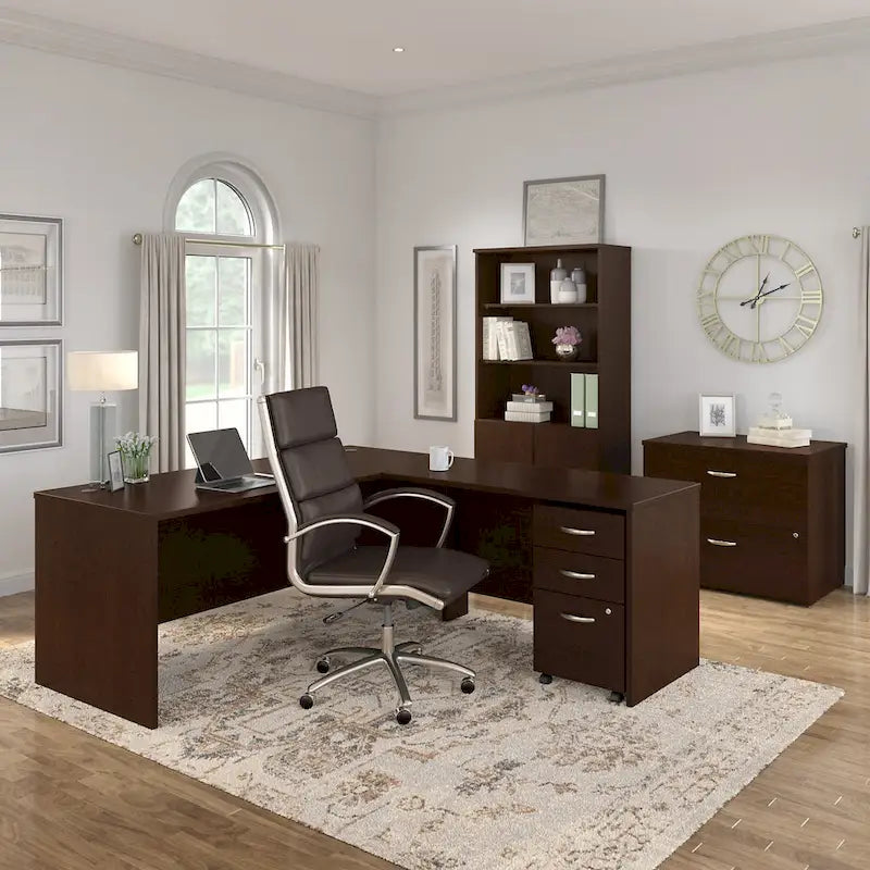 Bureau d'angle en L de 183 cm avec tiroirs