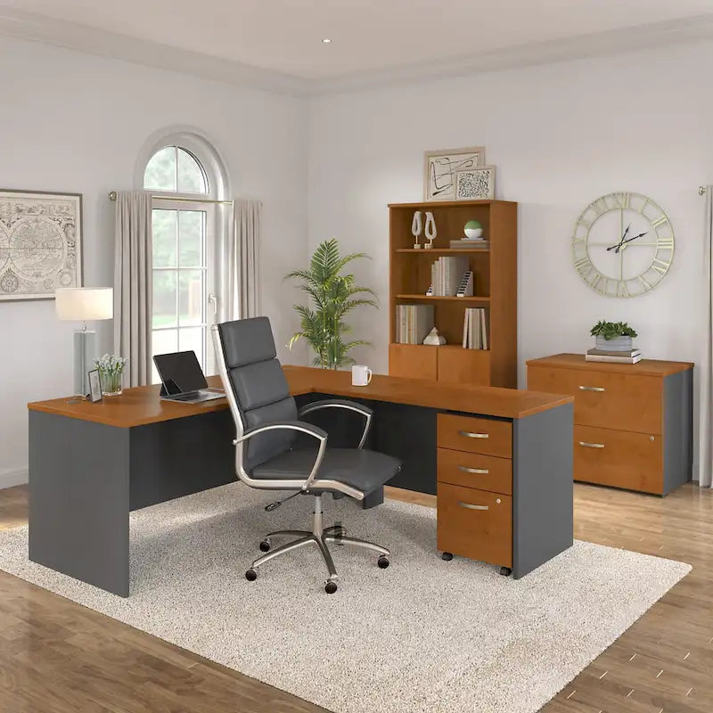 Bureau d'angle en L de 183 cm avec tiroirs