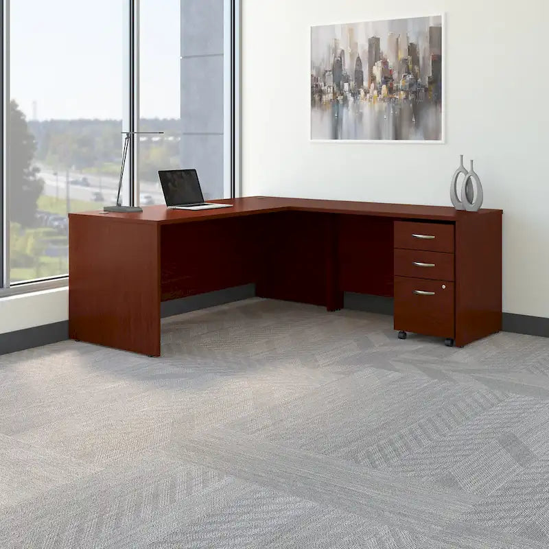 Bureau d'angle en L de 183 cm avec tiroirs