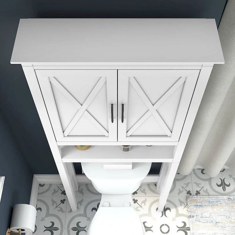 Armoire de rangement au-dessus des toilettes