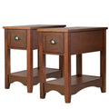 Lot de 2 tables d'appoint contemporaines compactes avec tiroir - 33 x 56 x 58 cm (L x l x H)