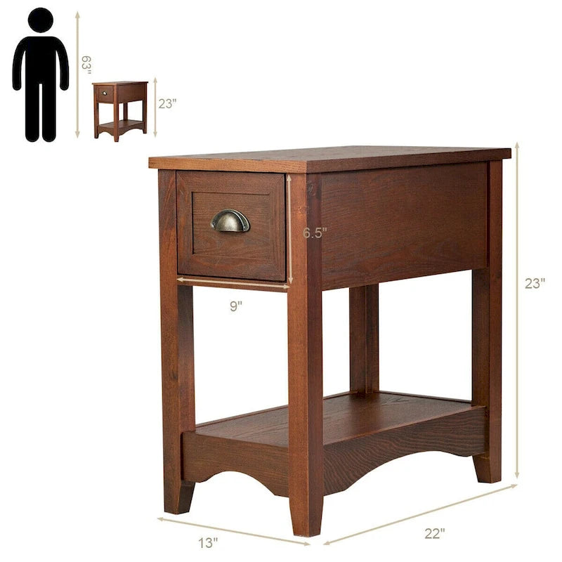 Lot de 2 tables d'appoint contemporaines compactes avec tiroir - 33 x 56 x 58 cm (L x l x H)