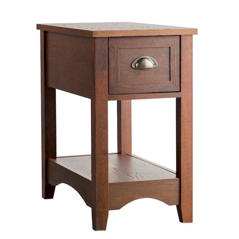 Lot de 2 tables d'appoint contemporaines compactes avec tiroir - 33 x 56 x 58 cm (L x l x H)