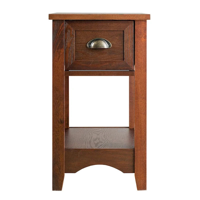 Lot de 2 tables d'appoint contemporaines compactes avec tiroir - 33 x 56 x 58 cm (L x l x H)