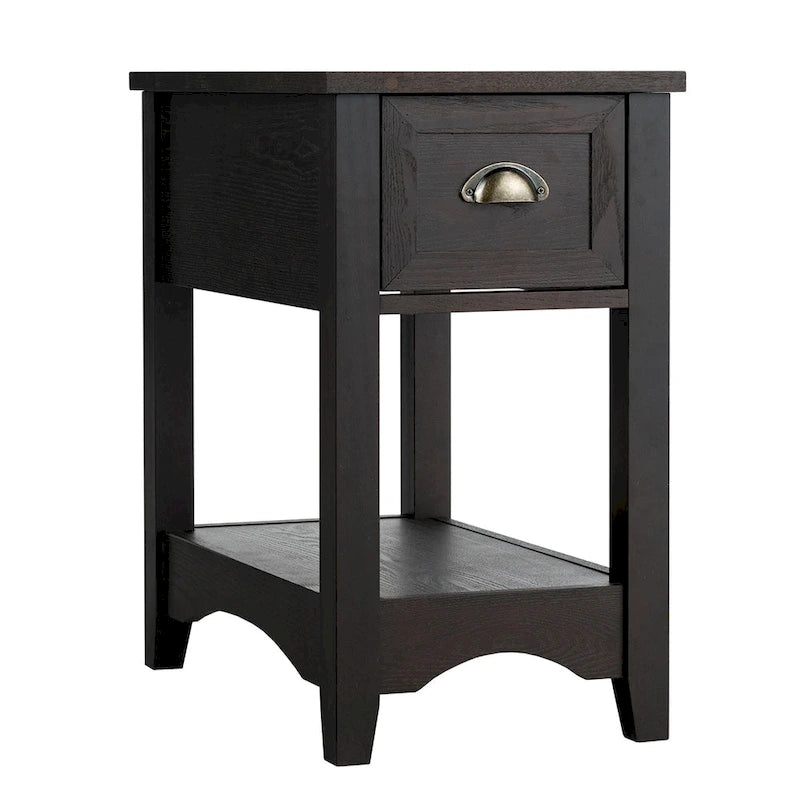 Lot de 2 tables d'appoint contemporaines compactes avec tiroir - 33 x 56 x 58 cm (L x l x H)