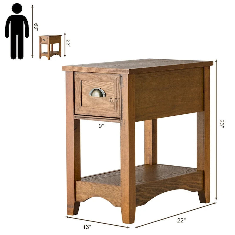 Lot de 2 tables d'appoint contemporaines compactes avec tiroir - 33 x 56 x 58 cm (L x l x H)