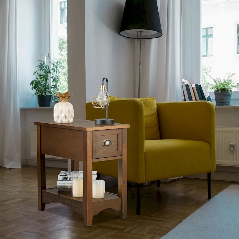 Lot de 2 tables d'appoint contemporaines compactes avec tiroir - 33 x 56 x 58 cm (L x l x H)