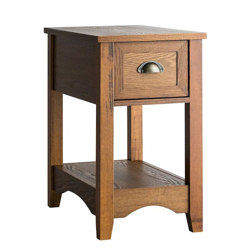 Lot de 2 tables d'appoint contemporaines compactes avec tiroir - 33 x 56 x 58 cm (L x l x H)