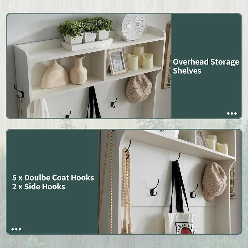 42 Banc d'entrée de ferme large avec porte-manteau, meuble de vestibule