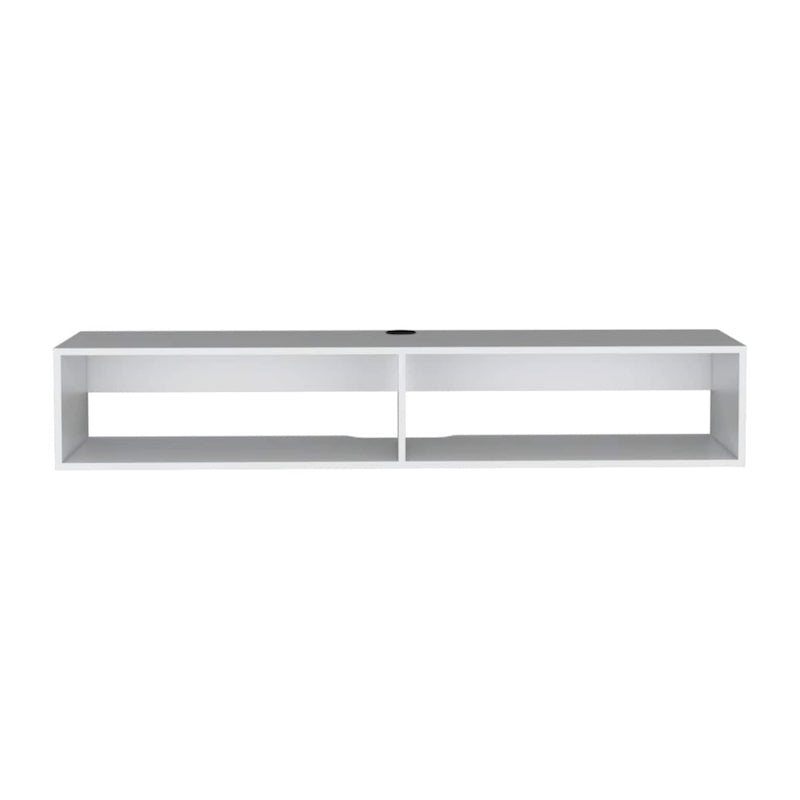Meuble TV mural moderne 59'' - Meuble média flottant avec étagères et gestion des câbles - 10,4 H x 59,1 L x 12,6 P
