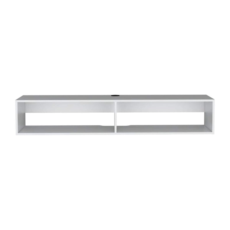 Meuble TV mural moderne 59'' - Meuble média flottant avec étagères et gestion des câbles - 10,4 H x 59,1 L x 12,6 P