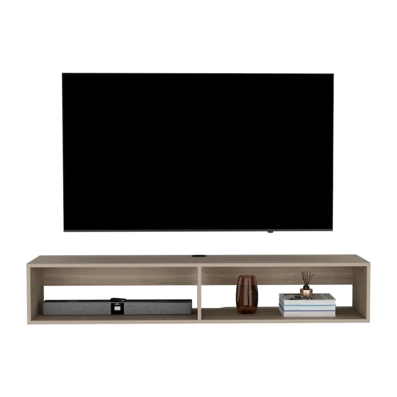 Meuble TV mural moderne 59'' - Meuble média flottant avec étagères et gestion des câbles - 10,4 H x 59,1 L x 12,6 P