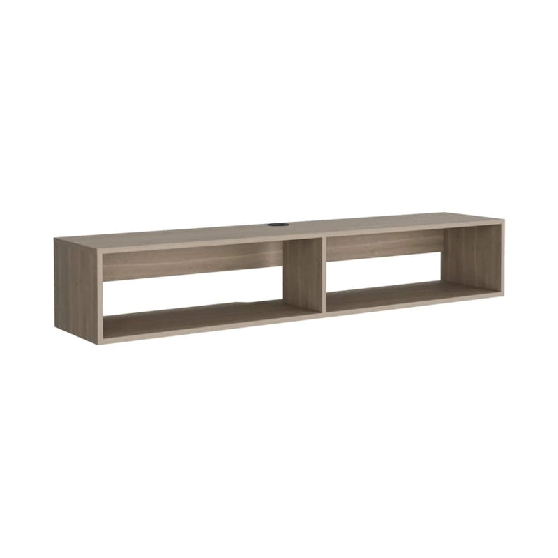 Meuble TV mural moderne 59'' - Meuble média flottant avec étagères et gestion des câbles - 10,4 H x 59,1 L x 12,6 P