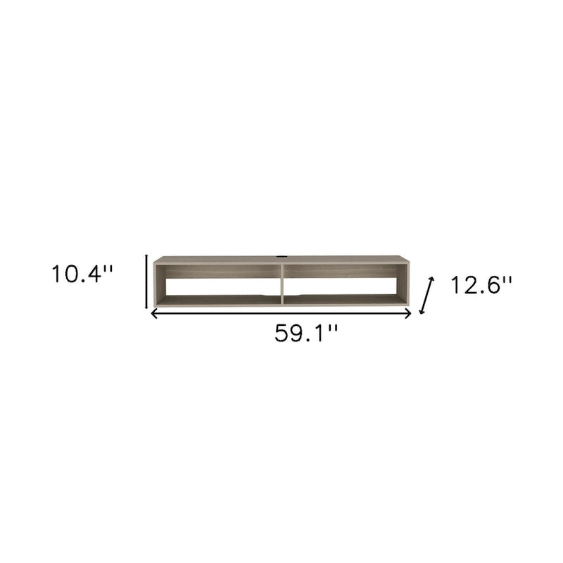 Meuble TV mural moderne 59'' - Meuble média flottant avec étagères et gestion des câbles - 10,4 H x 59,1 L x 12,6 P