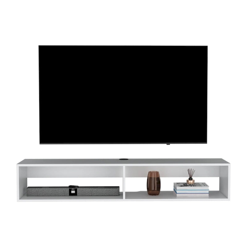 Meuble TV mural moderne 59'' - Meuble média flottant avec étagères et gestion des câbles - 10,4 H x 59,1 L x 12,6 P