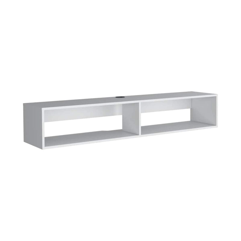 Meuble TV mural moderne 59'' - Meuble média flottant avec étagères et gestion des câbles - 10,4 H x 59,1 L x 12,6 P