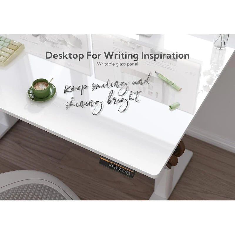 Bureau debout en verre, Bureau debout blanc à hauteur réglable