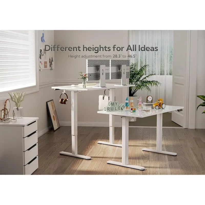 Bureau debout en verre, Bureau debout blanc à hauteur réglable