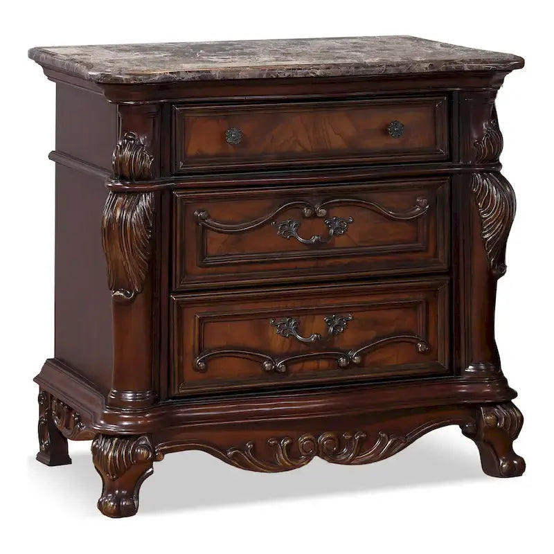 Ensemble de chambre à coucher Eugene trois pièces en bois de cerisier foncé traditionnel