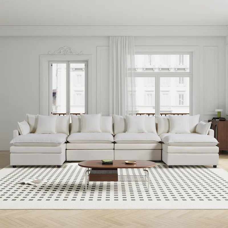 Canapé d'angle en U 6 places blanc 142,52