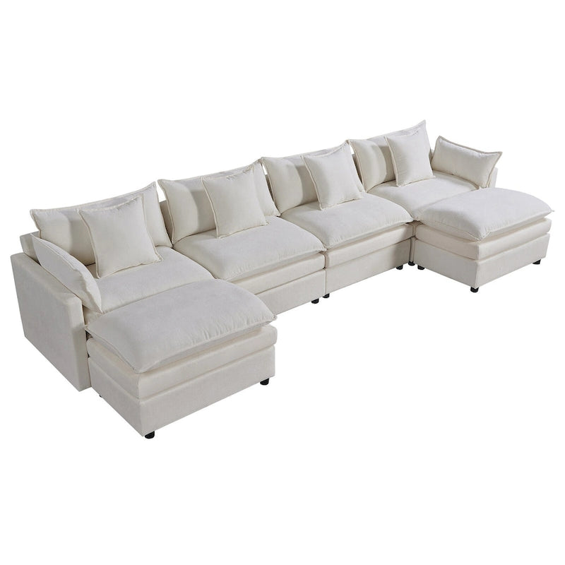 Canapé d'angle en U 6 places blanc 142,52