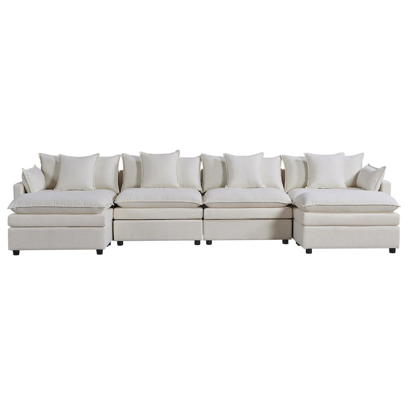 Canapé d'angle en U 6 places blanc 142,52