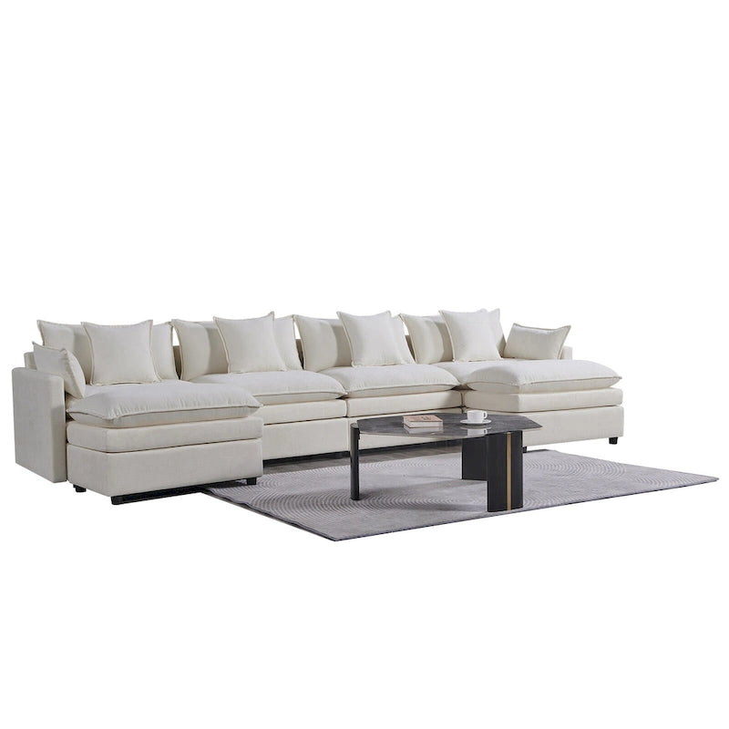 Canapé d'angle en U 6 places blanc 142,52