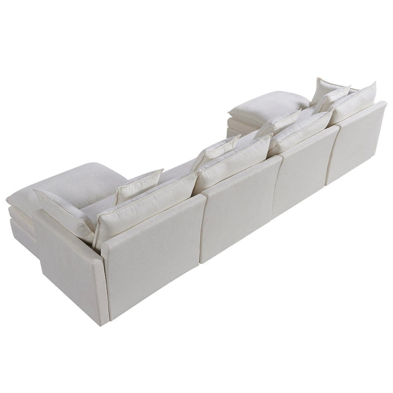 Canapé d'angle en U 6 places blanc 142,52