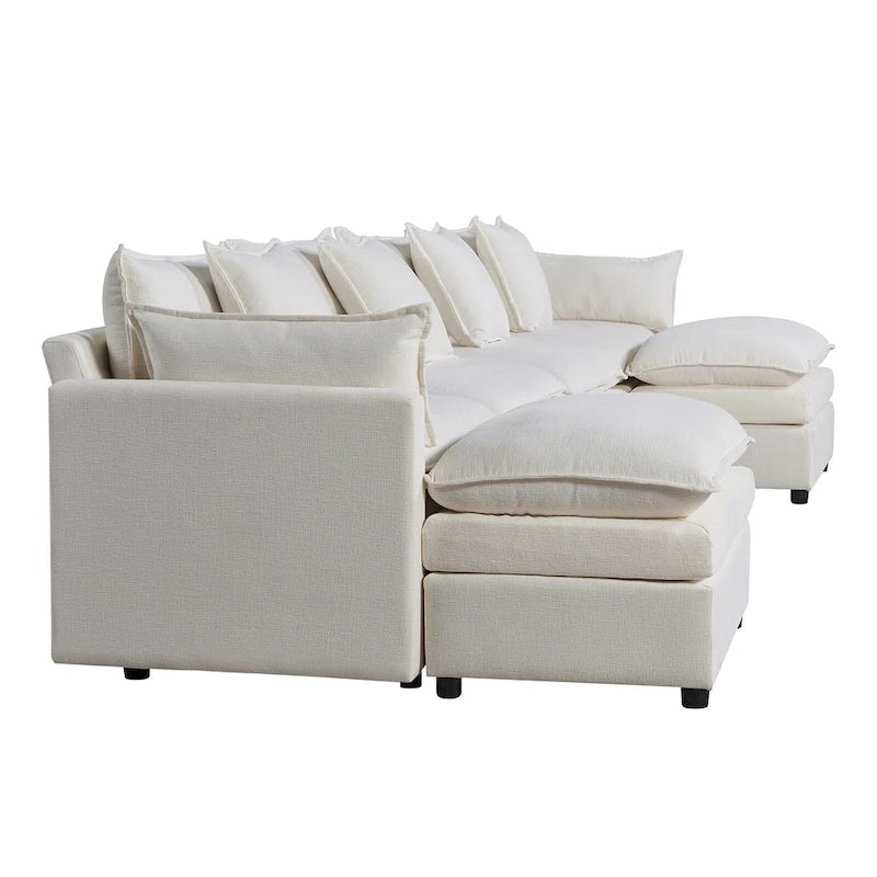 Canapé d'angle en U 6 places blanc 142,52